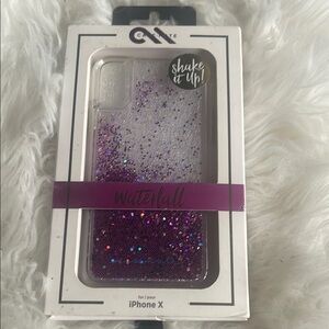 Casetify Glitter Waterfall iPhone X Case - Purple and Silver